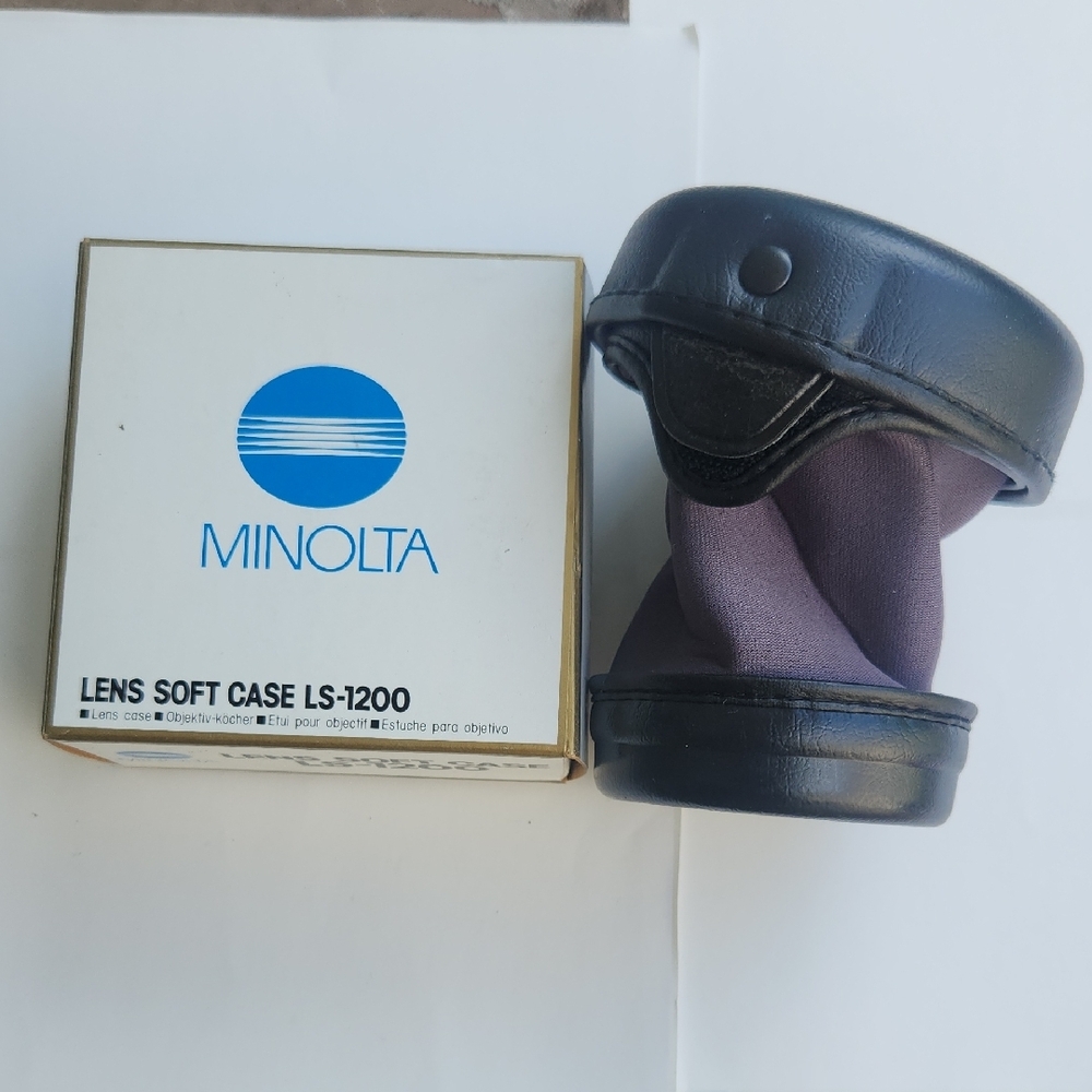 Minolta Camera Lens Soft Case Black LS-1200 pouch protective snap NEW BOX